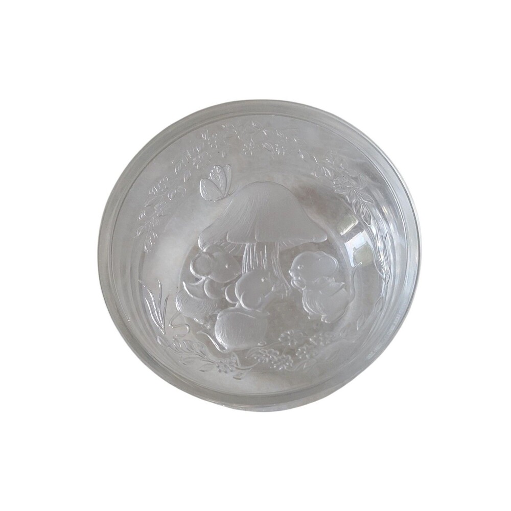 Vintage Acrylic Jar With Mushroom and Mice Scene 3.5" Diameter